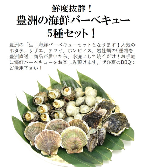 海鮮 バーベキューセット 上 豊洲直送 5種類3.5kg(ホンビノス1kg・サザエ1kg・ホタテ5枚・アワビ2枚・カキ3枚)バーベキュー BBQ 岩牡蠣【BBQ上セット】 冷蔵