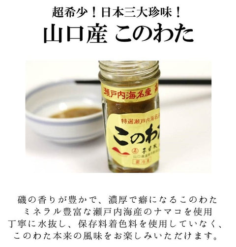 特選このわた 1本（60g）山口県産 ギフト 贈答用 コノワタ 【海鼠腸１本】 冷凍