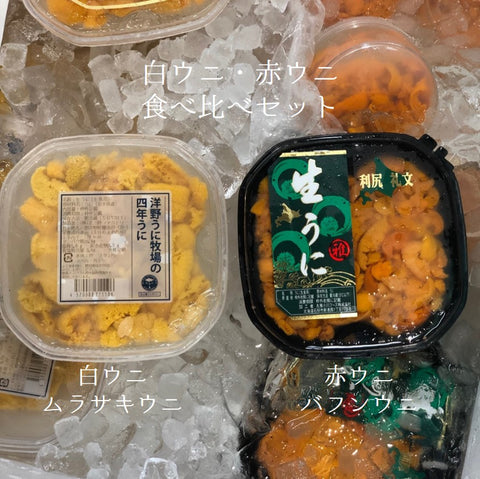 特選雲丹 赤ウニ(100g)・白ウニ(100g)食べ比べ  塩水ウニ2パック 北海道・岩手産 他【ウニ白赤食べ比べセット】冷蔵 豊洲直送
