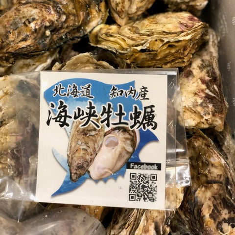 殻付き牡蠣 生食用 北海道知内産 中/小サイズ 10個 北海道 真牡蠣 海峡牡蠣 豊洲直送【知内牡蠣ｘ１０個】 冷蔵
